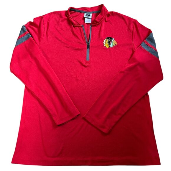 NHL Chicago Blackhawks 1/4 Zip Pullover Size XL 42-44 Red Long Sleeves Jacket - Picture 1 of 3